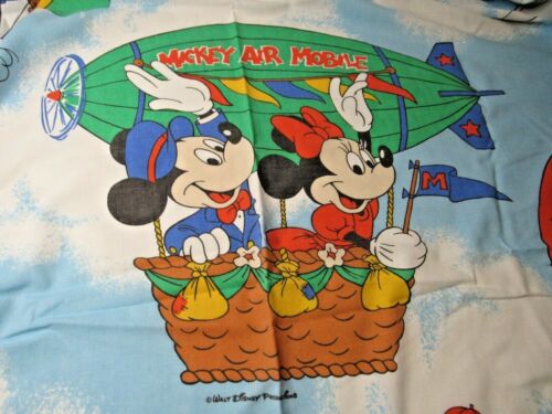 Disney Bed Sheet Twin Flat Mickey Hot Air Balloon Huey Dewey Louie Goofy 1980s - Picture 4 of 4
