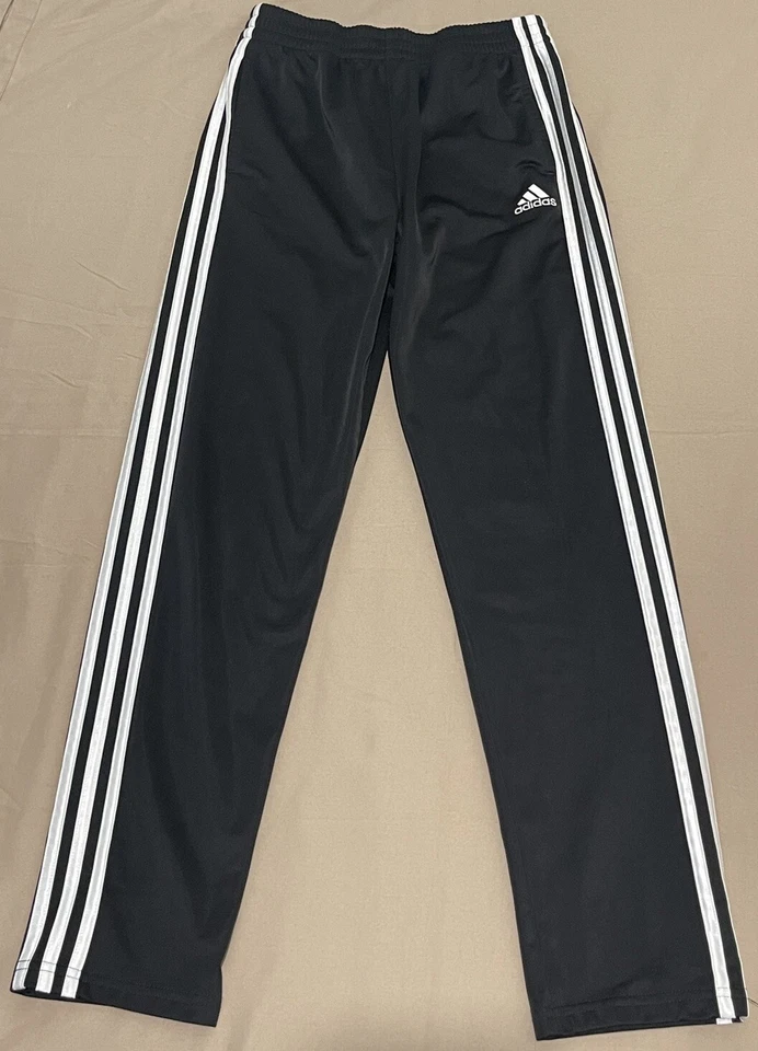 Pantalones activos Adidas para niños talla L 14-16 a rayas cintura elástica pierna recta negros Foto 2 de 4