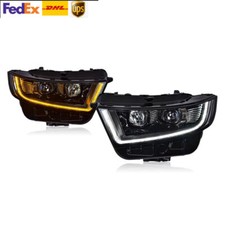 Pair Headlights For Ford Edge 2015-2018 LED Lamps Running Dynamic Plug And Play