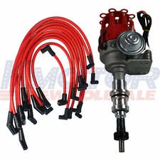 Red Cap HEI Distributor and 10.5mm Spark Plug Wires For Small Block Ford 289-302