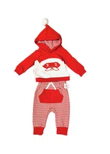 NEW-Cat And Jack Baby Boy Santa Hoodie Christmas Outfit 2 Pieces  RED/WHITE