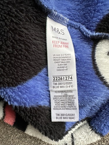 Mickey Mouse Marks And Spencer Hooded Fleece Age 3/4 Years - Picture 6 of 8