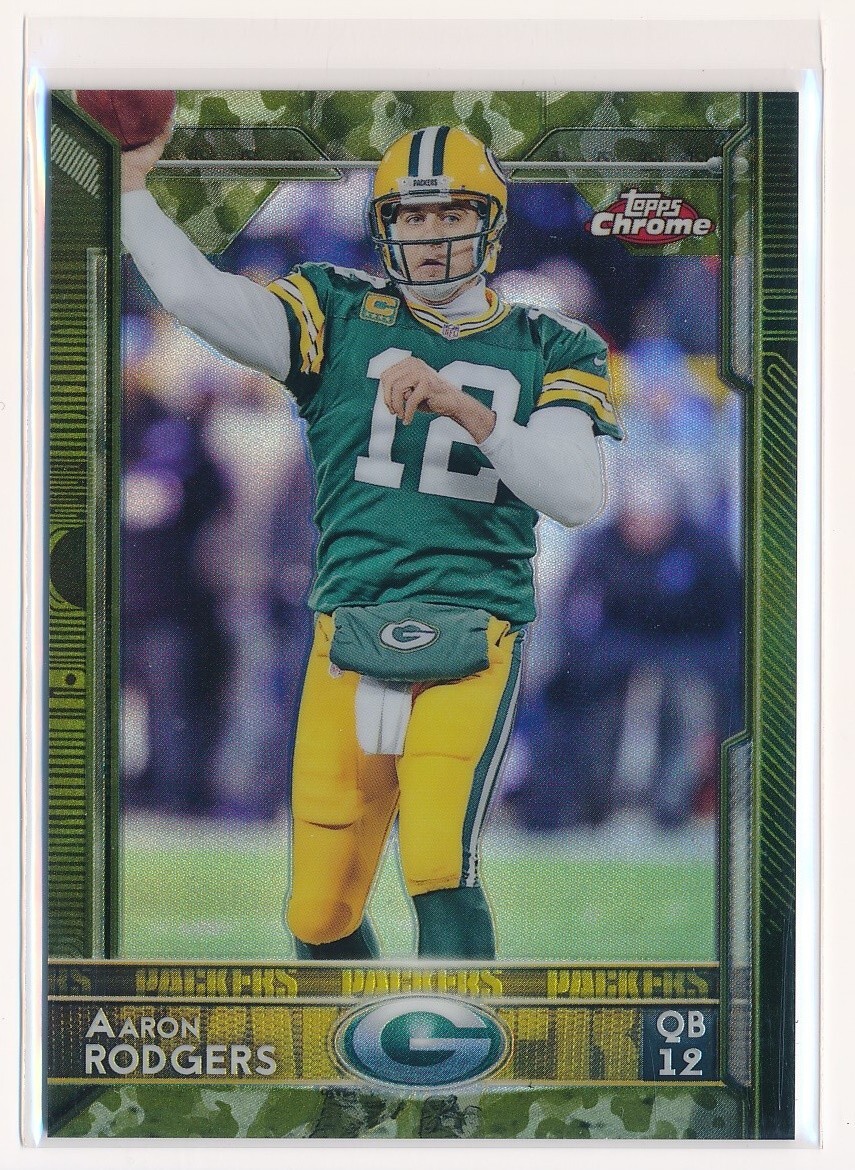 2015 Topps Chrome Camo Refractor /499 Aaron Rodgers #2 Packers Football Card