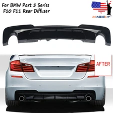 Glossy Black Dual Exhuast Rear Diffuser For BMW F10 F11 M Sport Bumper 2010-2016