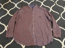Chaps Men’s Long Sleeve Plaid Dress Shirt Size XXL 2XL Red Checkered Holiday