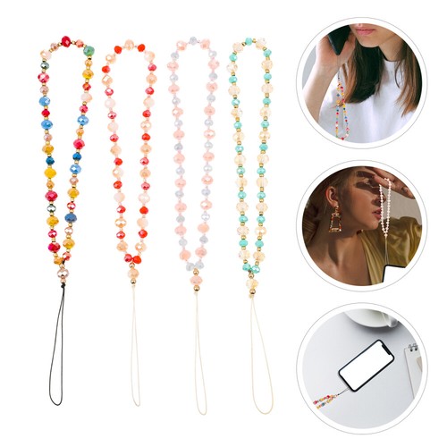 4 Pcs Anti-Rutsch-Lanyard Für Mobiltelefone Süßer Perlen-Handyanhänger - Zdjęcie 10 z 12