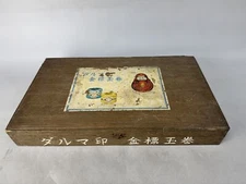 Y8611 BOX wooden Daruma Thread case sewing tools Japan antique container storage