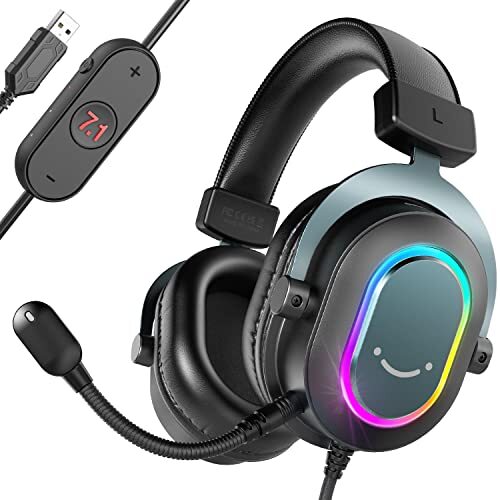 Gaming Headset for PC-Wired Headphones with Microphone-7.1 Surround Black-image