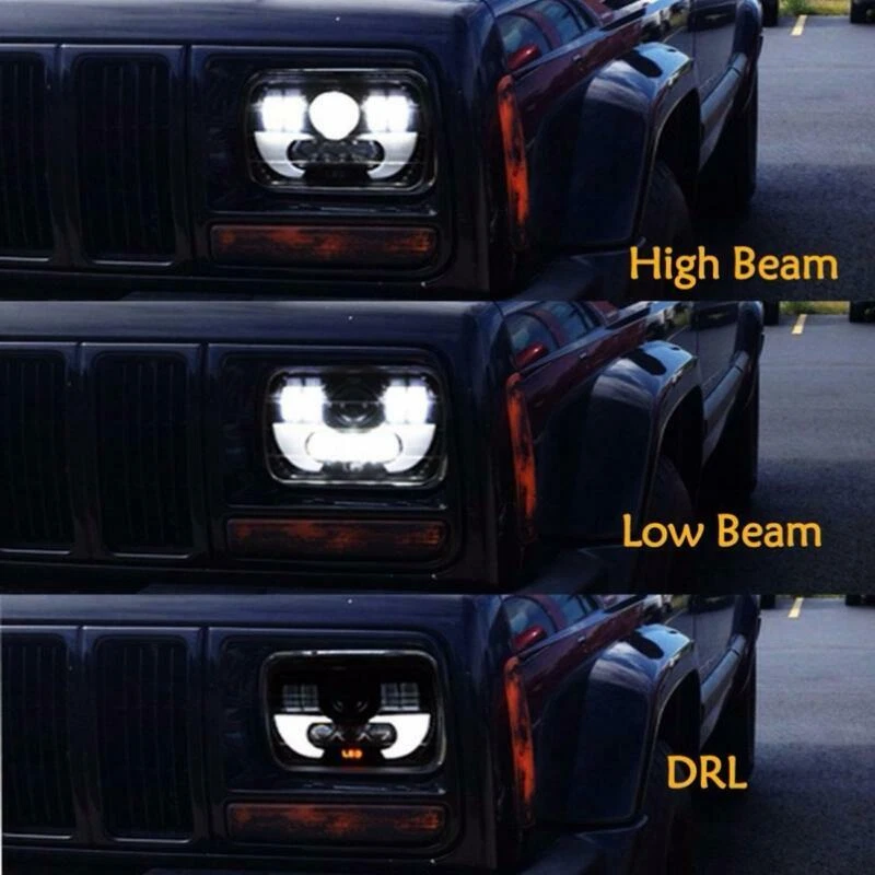 Par de faros LED DRL de haz alto bajo DOT de 7x6" 5x7 pulgadas para camioneta Toyota Foto 4 de 4