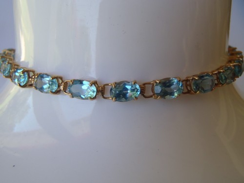 10k Yellow Gold Blue Topaz Tennis Bracelet, 6.51g - Picture 2 of 16