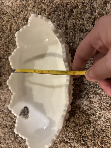 Fenton Oval White Hobnail Four Footed Scalloped Edge Candy Dish Original Sticker - Picture 7 of 7
