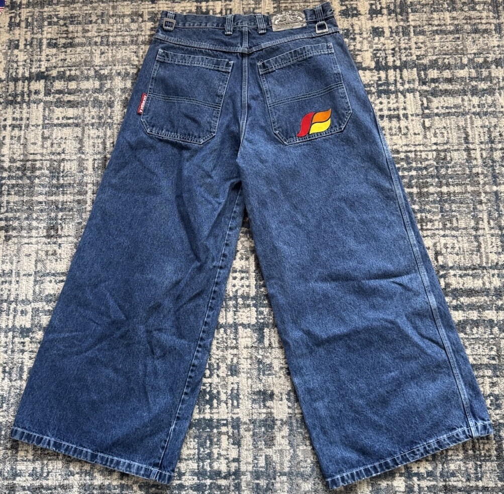 パンツ 90s Kikwear rave jeans Made in USA Vintage 90s Kikwear Wide Leg Rave Skater Jeans 36x31 Made in