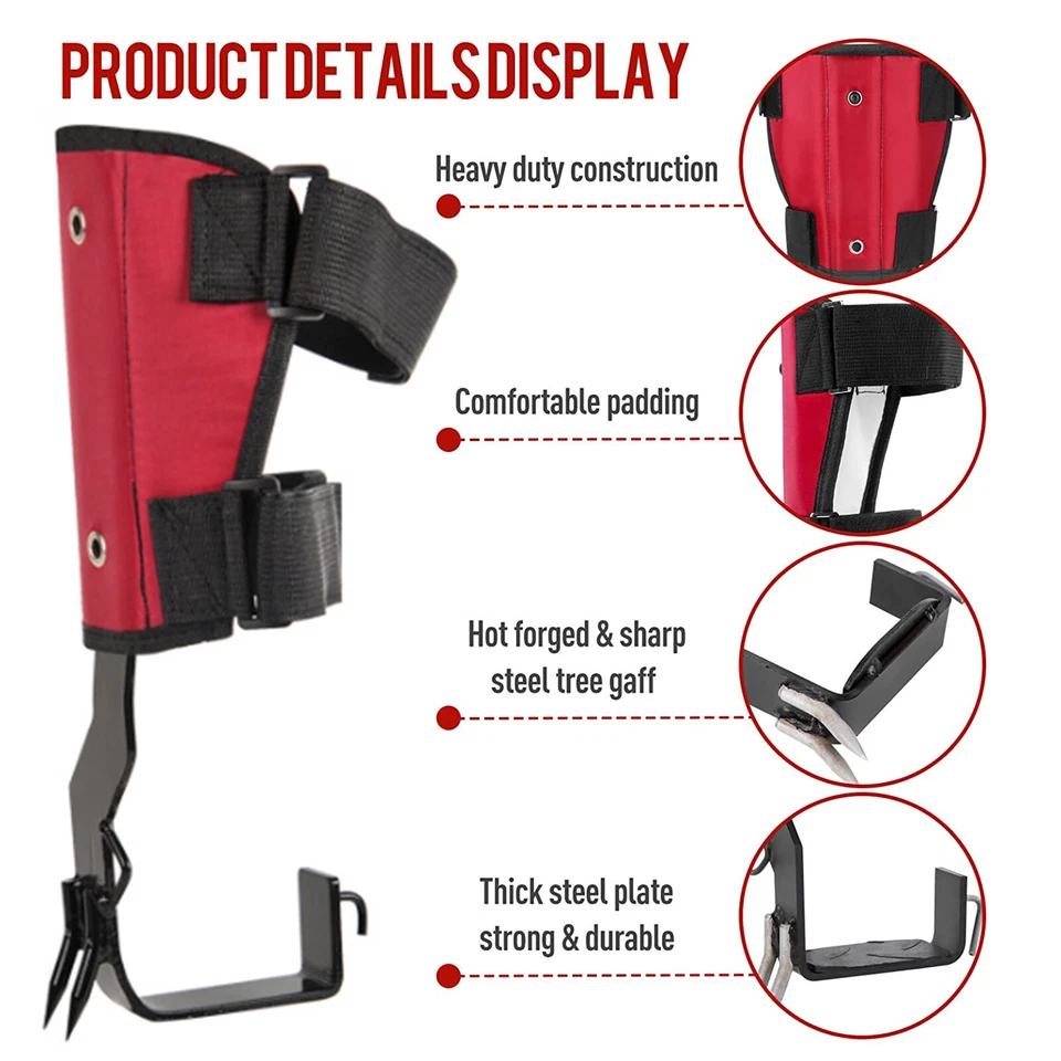2 Gears Safety Tree Climbing Spike Set Survival Hunting Climbing Tool Adjustable - image 4 of 4