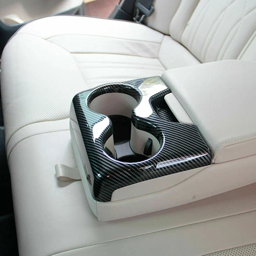 For Chrysler 300C 2015-2021 Carbon Fiber Rear Armrest Cup Holder Cover Trim ABS - Picture 5 of 10