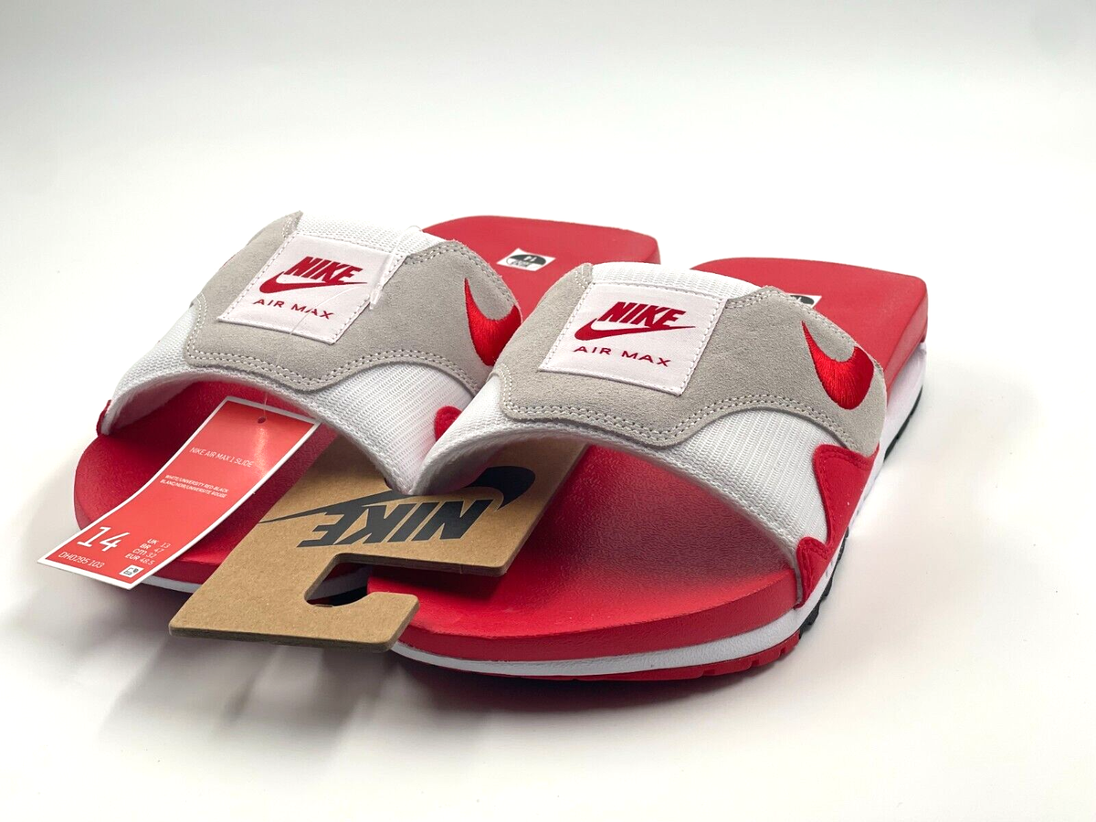 Size 14 NEW Nike Air Max Slides Slippers White University Red