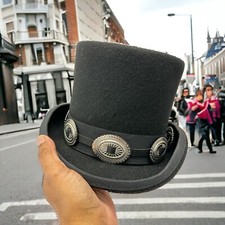 Top Hat Rockers Concho Hat Victorian Brim Prop Steampunk Costume Cosplay Punk