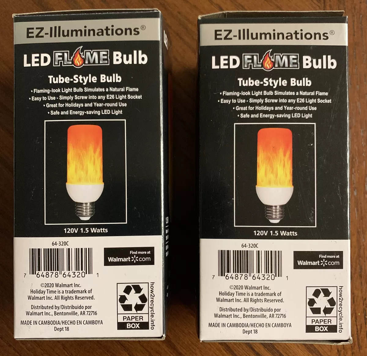NEW LED FLICKERING FLAME BULB EZ ILLUMINATIONS 2 BULBS 1.5