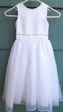 Girls Size 3 Sleeveless Wedding Formal Beaded White Dress By Little Maiden