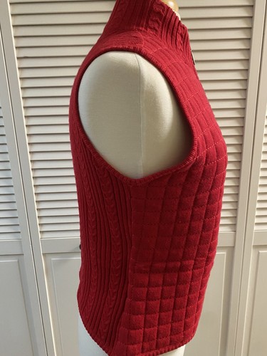 Marisa Christina Cable Knit Solid Red Zippered Women's Sweater Vest Med New - Picture 6 of 11
