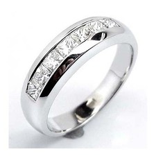 0.80 ct tw F/SI-1 Princess Cut Diamond Men's Channel Wedding Band 14K White Gold