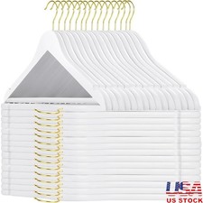 Elegant Wooden Hangers W/ 360 Degree Hook Non-Slip Bar Heavy Duty Design New