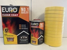 HS 2K High Gloss 4:1 Clear coat Gallon W/ SLOW Hardener Free 12 roll Yellow Tape