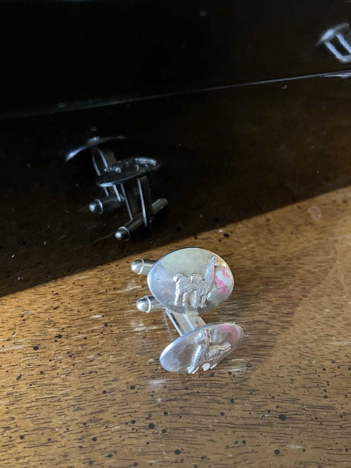 Sterling Silver Solid Cuffs Llama Figure From Peru - image 1