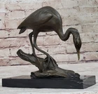 Milo`s Hand Made Egret Crane Bronze Statue Coastal Bird Art Gift Home Decor Sale