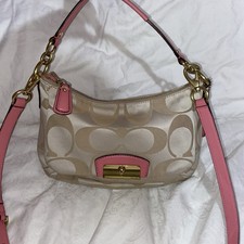 Coach Signature C Beige/Pink Shoulder Bag
