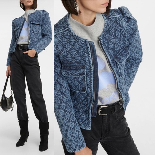 Isabel Marant Etoile Deliona Quilted Cotton Blue Jacket FR 40 US M (8)
