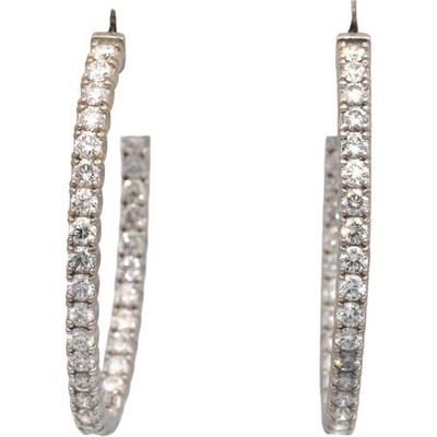 18 Karat Weißgold VS runder ovaler Diamant Creolen Inside Out Ohrringe 5,78 kt
