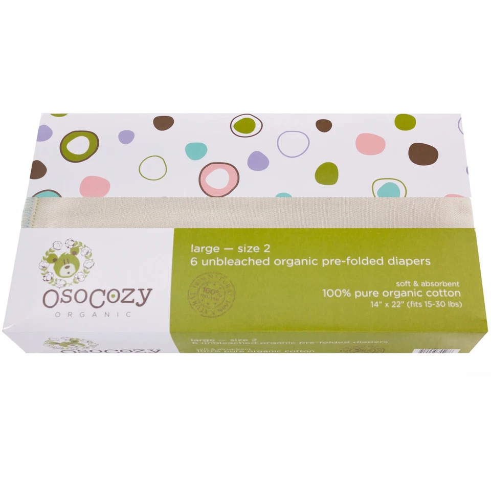 OsoCozy Organic Cotton Prefold Cloth Diapers. Size Premium 4x8x4, Fits 15-20 Lbs — 第 4/4 张图片