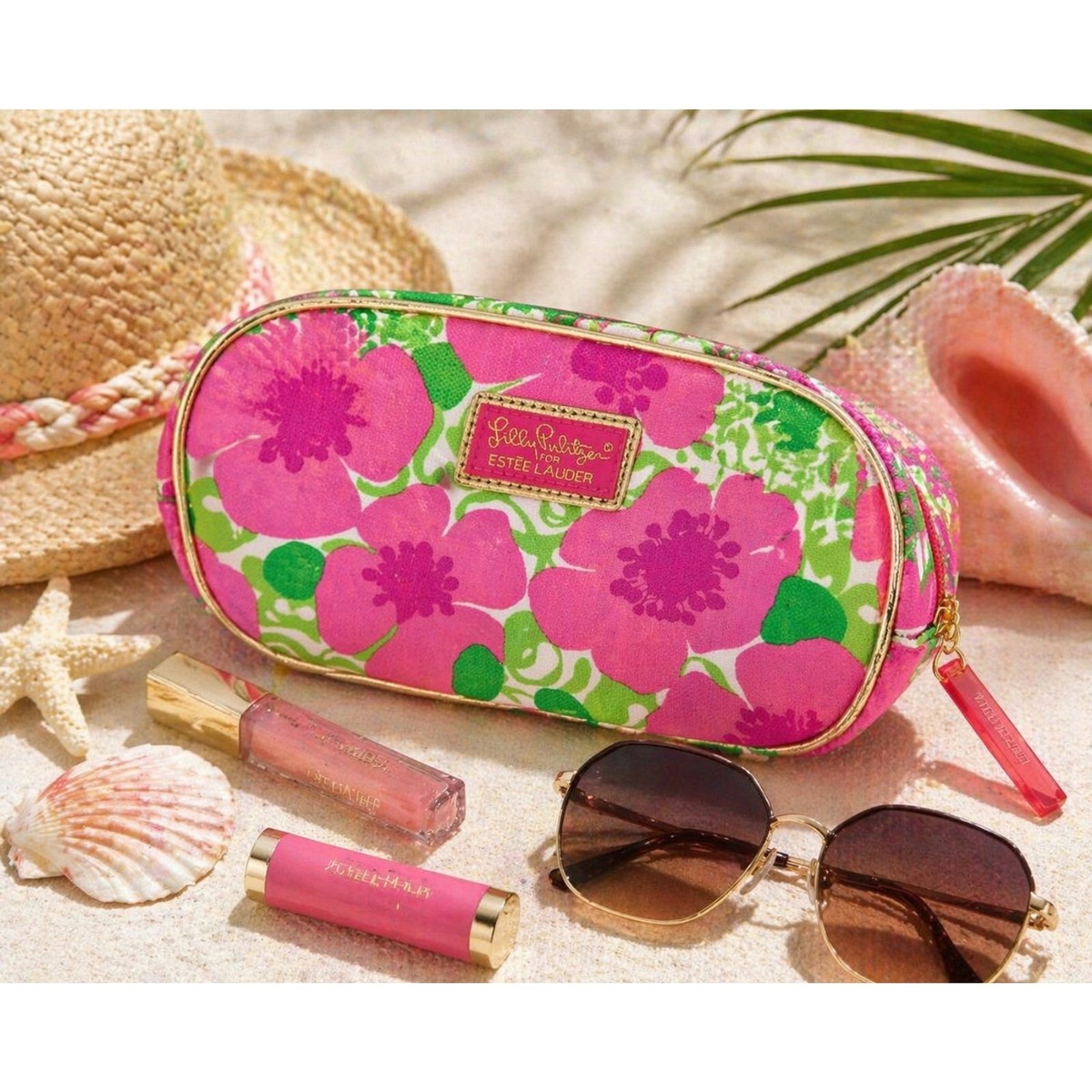 NWOT Lilly Pulitzer Estee Lauder Makeup Bag Pink Green  display picture 3