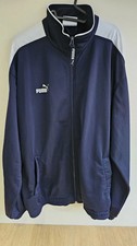 Mens Puma Navy Blue Zip-Up Tracksuit Jacket Size XL Y2K
