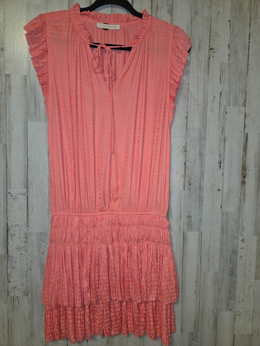 Pookie & Sebastian size S Satin Ruffle Mini Dress Flare Tiered Flutter  sleeve | eBay