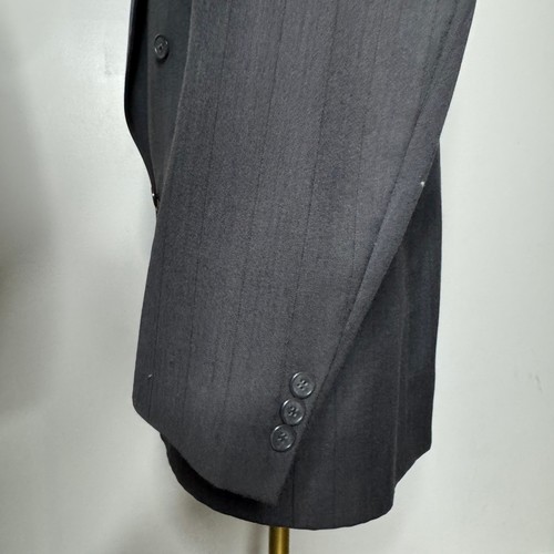 Traje de hombre L. Magnin doble botonadura a rayas 42L 32W - Imagen 2 de 11