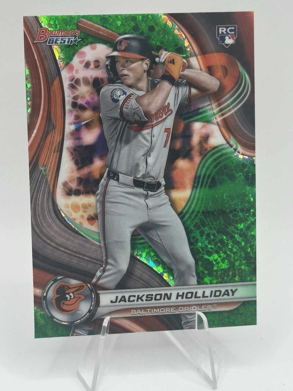 2024 Bowman’s Best Jackson Holliday 16/99 * Green Mini Diamond * Rookie RC /99