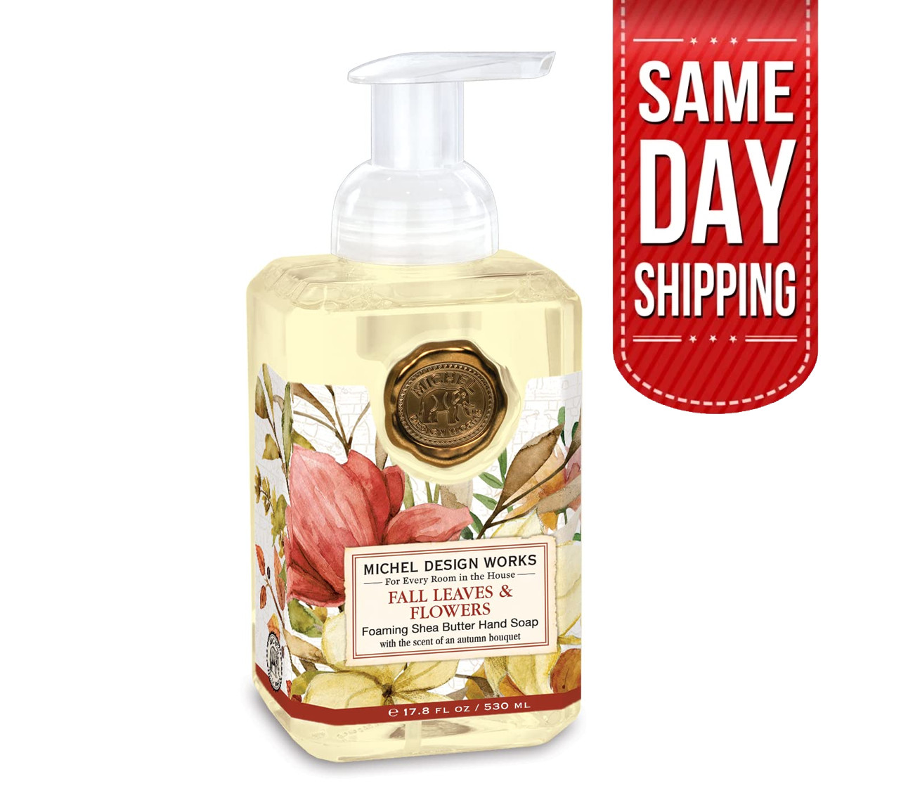 NP Michel Design Works Foaming Hand Soap, Fall Leaves & Flowers, 17.8 FL OZ