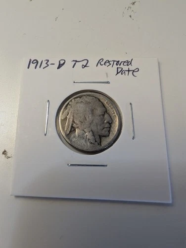 1913 D Type 2  Restored Date Buffalo Nickel. Multiple available. Free shipping.