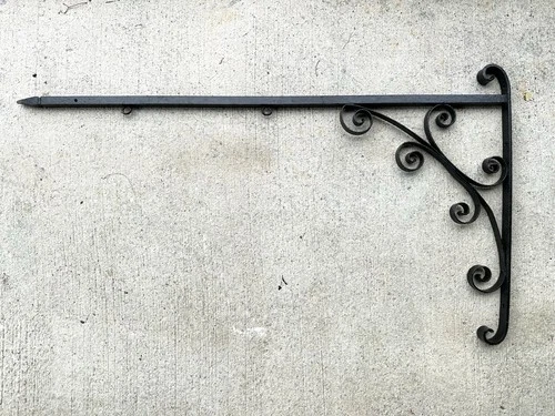 Large Antique 19th C Ornate Wrought Iron Advertising Sign Holder VTG 42” X 24”