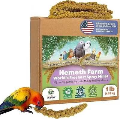 Nemeth Farms Spray Millet Premium Natural Treat for Pet Birds Fresh diet - 1lb