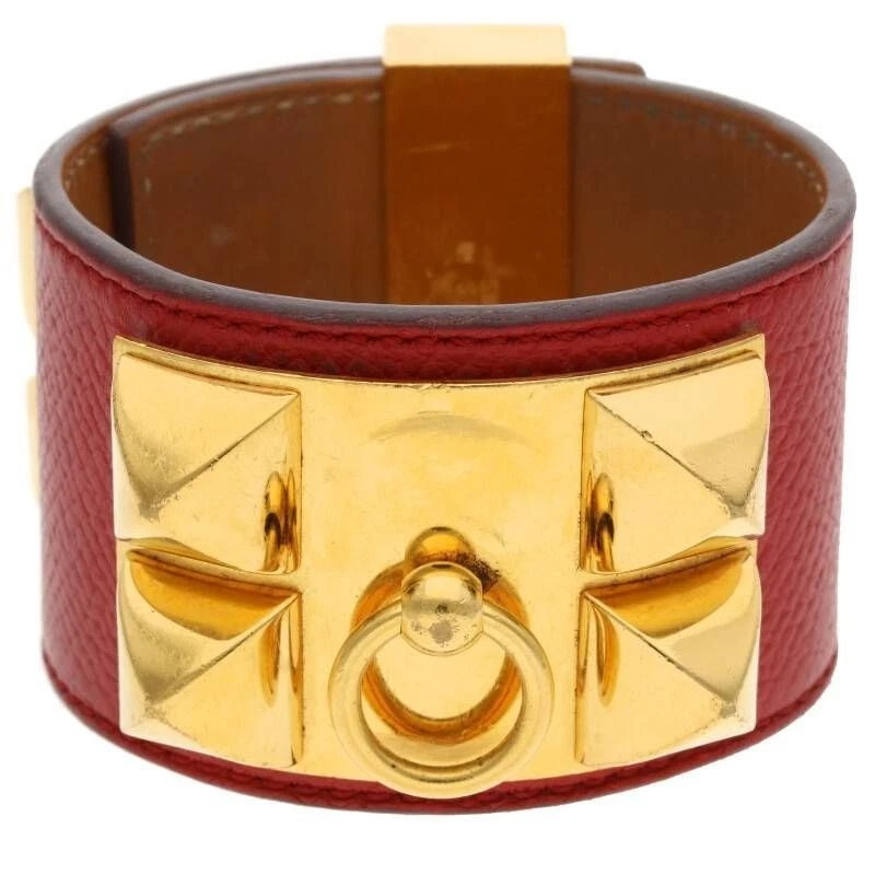 HERMÈS Bracciale HERMES Collier de Chien 17 cm pelle oro rosso
