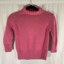 Ralph Lauren Sport Sweater Girls Small Pink Knit Turtleneck Long Sleeve Pullover