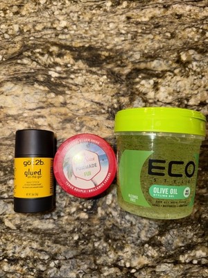 3 Pc Hair Styling Bundle Got2b Glued Wax Stick Old Spice Pomade ECO Gel New