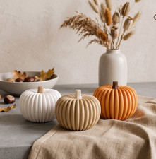 Moderne Herbstdeko K&uuml;rbis Rillen-Design Deko-K&uuml;rbis Halloween Skandi Farbauswahl