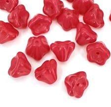 20 Czech Glass Baby Bell Flower Beads - Coated Raspberry Sorbet 8x6mm