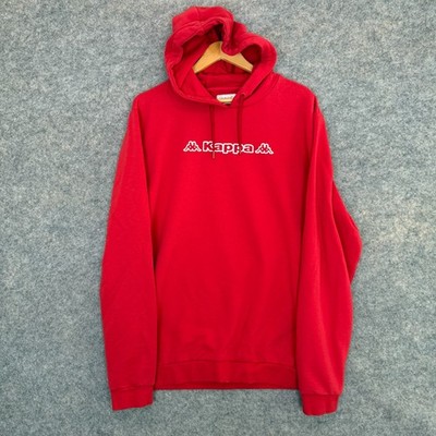Kappa Hoodie Mens 2XL Long Tall French Terry Fleece Logo Sweatshirt Red