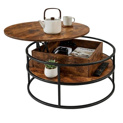 Couchtisch Ablagetisch Beistelltisch Kaffeetisch Sofatisch höhenverstellbar rund - Bild 1 von 3