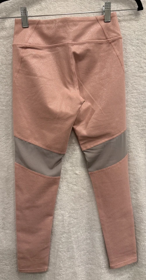 Leggings Zella Niña Rosa Brillante Tiro Alto con Detalle de Malla Gris Talla L 10/12 Usados en Excelente Condición Foto 2 de 4