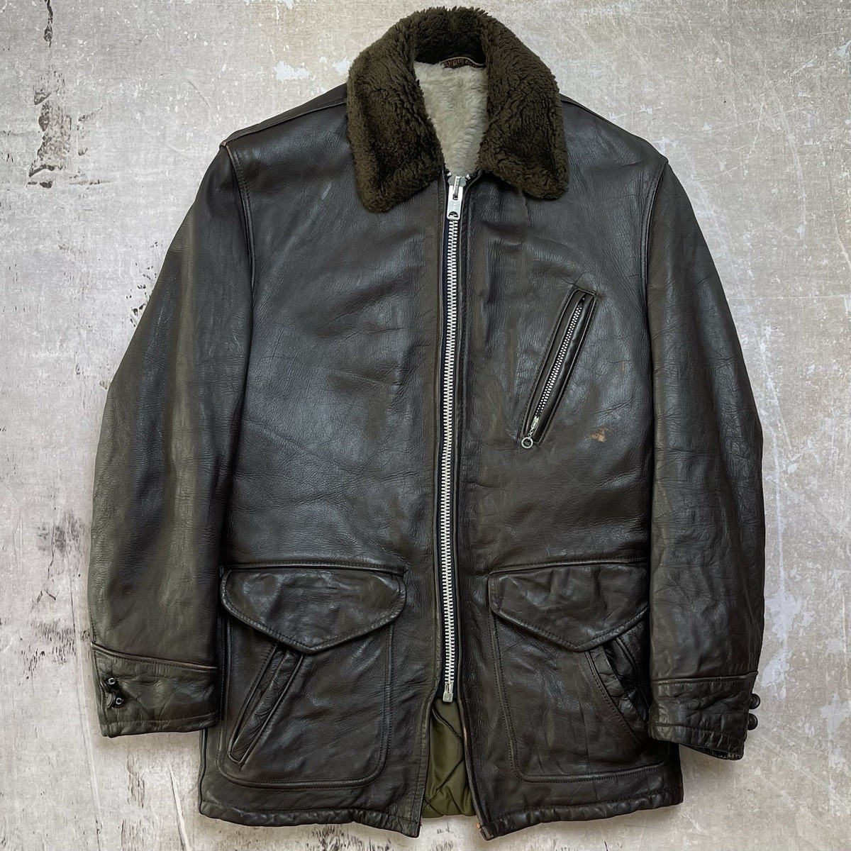 schott 50s リボンタグ a-2 type vintage size36 Schott VINTAGE A-2 Flight Jacket Leather Brown XL MADE IN USA